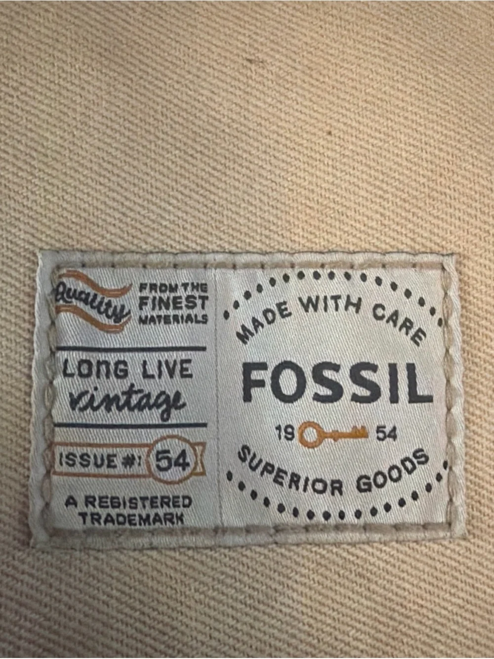 Fossil Men's Canvas Crossbody Messenger Bag in Tan Adjustable Strap